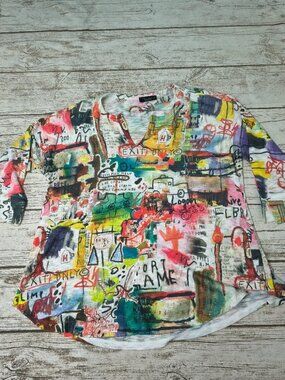 Inoah Graffiti Style Tunic Top Size XS